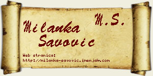 Milanka Savović vizit kartica